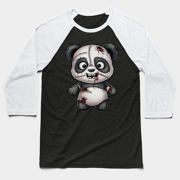 Patchwork Panda - Stitched Up - Gothic Teddy Tee Baseball T-Shirt by vk09design